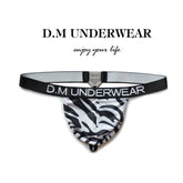 D.M Men's Leopard Zebra Letter Thong D.M UNDERWEAR
